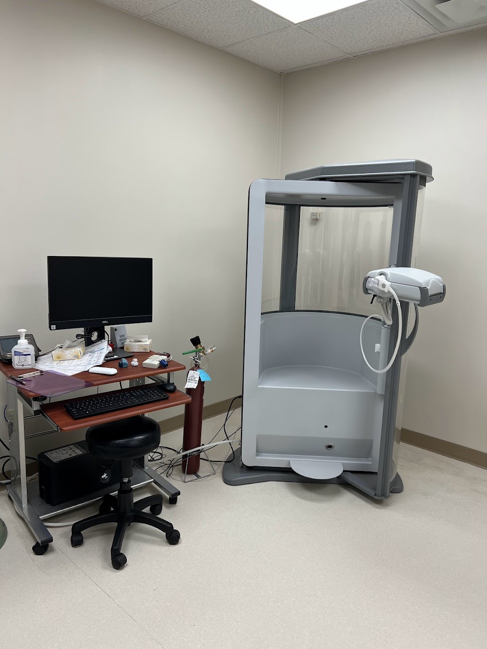 Picture of one of the testing booths used.