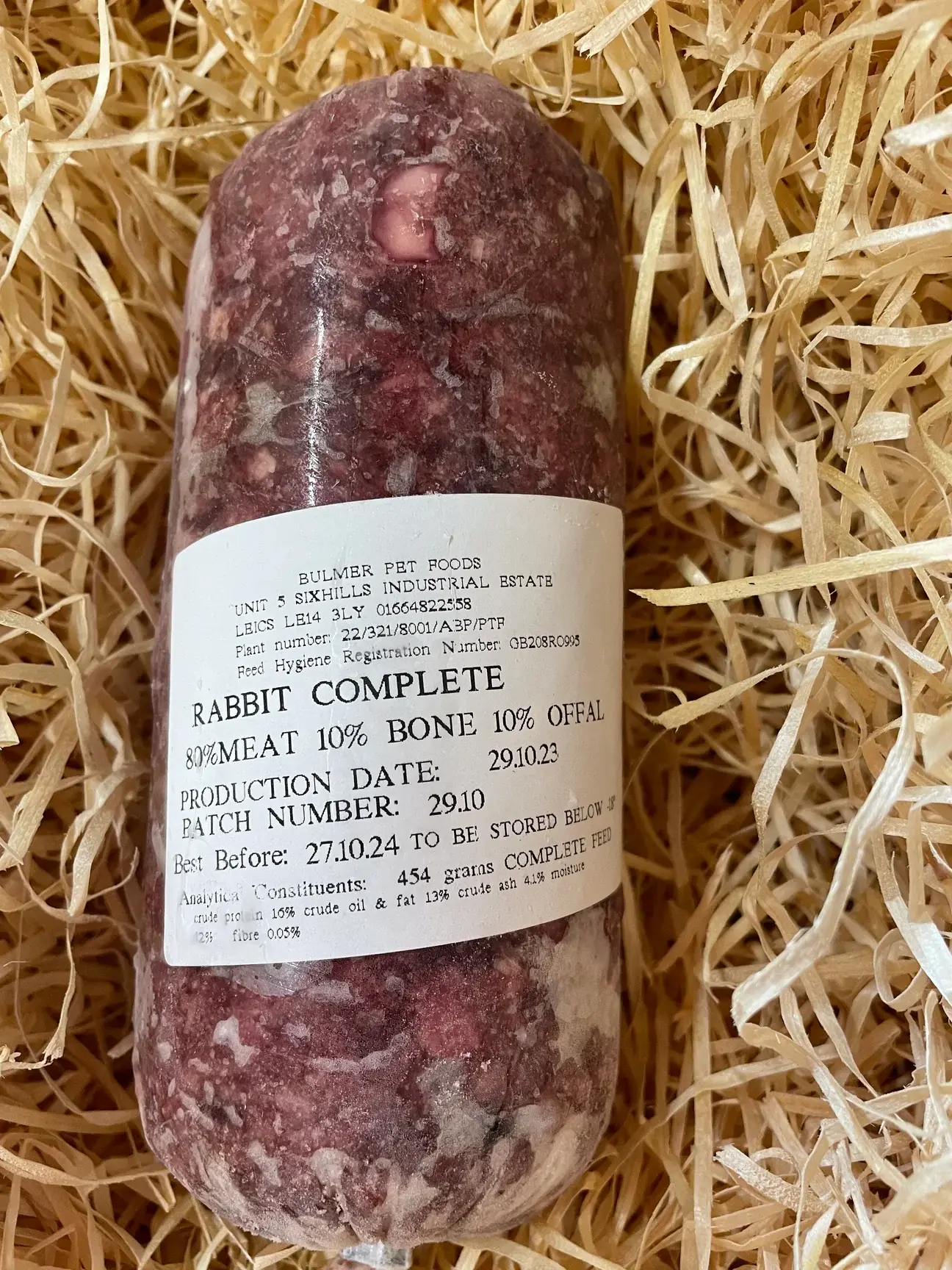 bulmer pet food Rabbit complete mince 80-10-10, nottingham dog food supplier