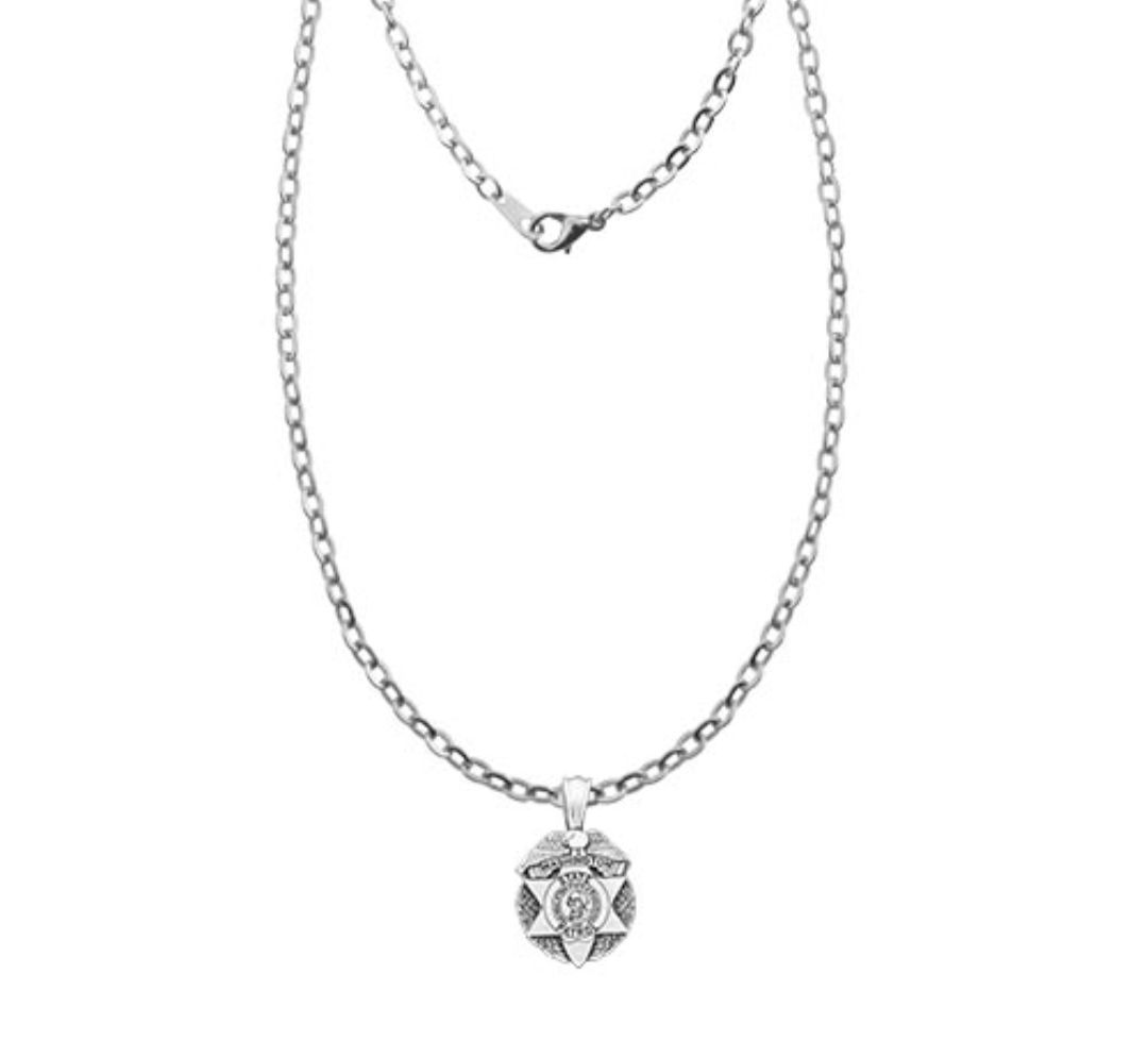 Pewter WSP Badge Necklace
