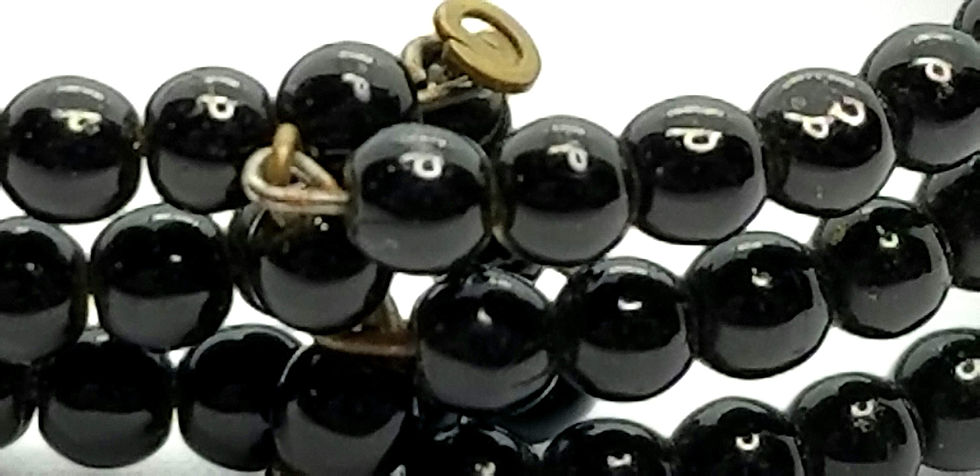 Thumbnail: Designer by provenance, bracelet, memory wire, black faceted beads, 6 inches.