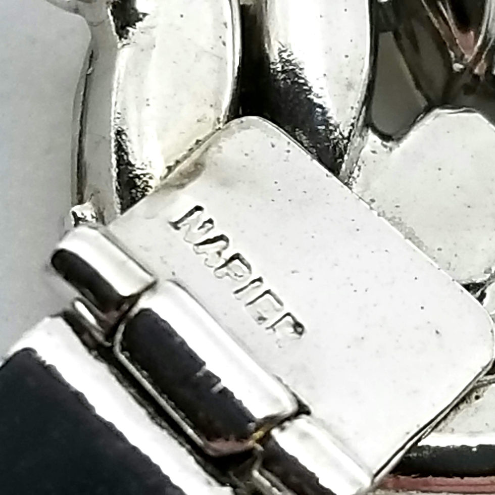 Thumbnail: Designer by Napier, bracelet, flower motif, clear rhinestones in silver tone.