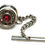 Thumbnail: Designer by Provenance, tie tack with chain, red center stone in silver tone.