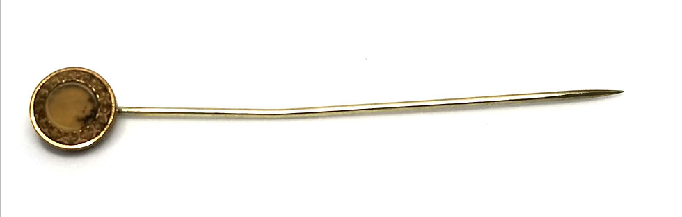 Thumbnail: Designer by provenance, stick pin, brown stones, gold tone, silver tone.