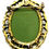 Thumbnail: Designer by provenance, brooch, cameo motif, green and white oval, gold tone.