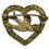 Thumbnail: Designer by provenance, brooch, heart and bird motif, bronze, 1 x 1 inch.