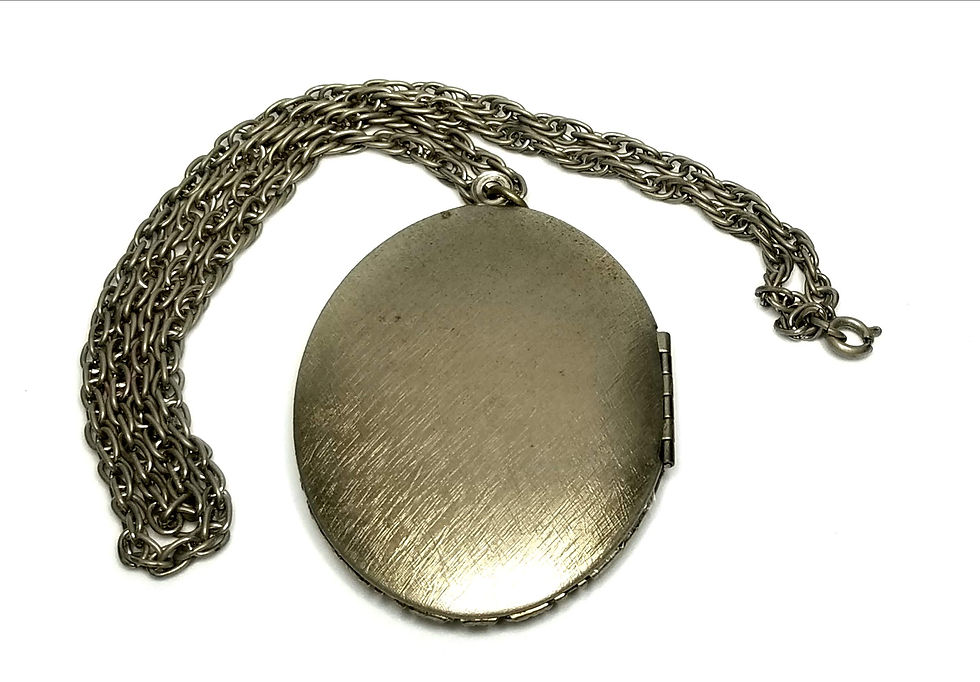 Thumbnail: Designer by provenance, necklace, locket, silver tone, chain 24 inches.