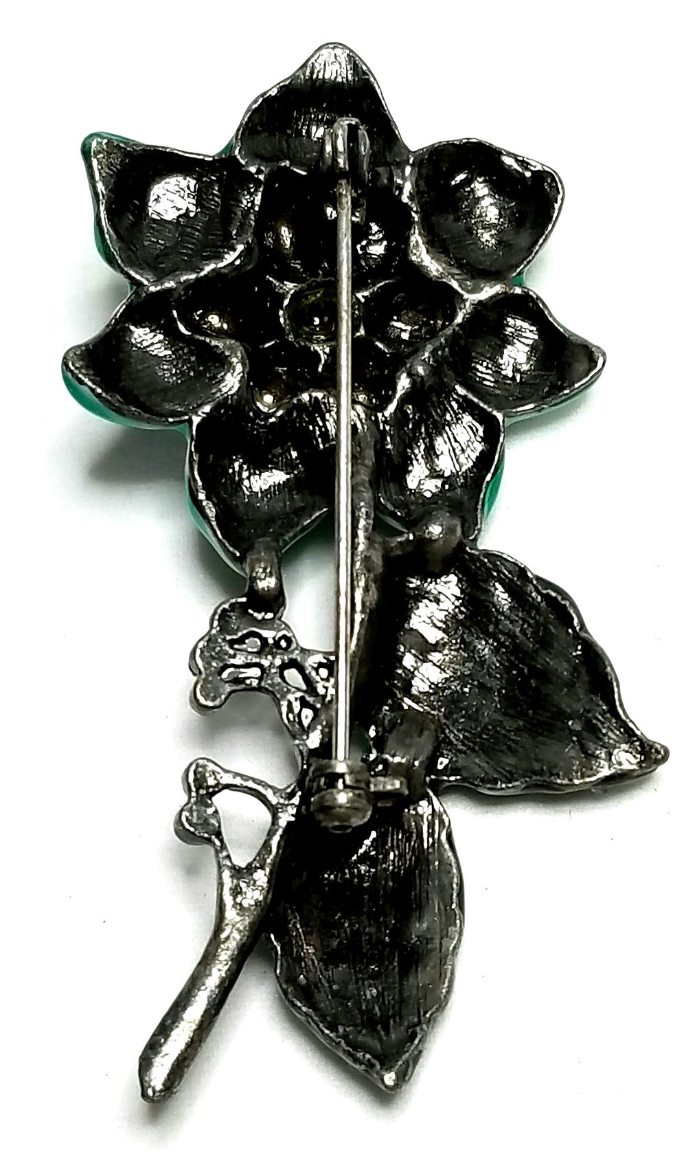 Thumbnail: Designer by provenance, brooch, flower motif, multi color in silver tone.
