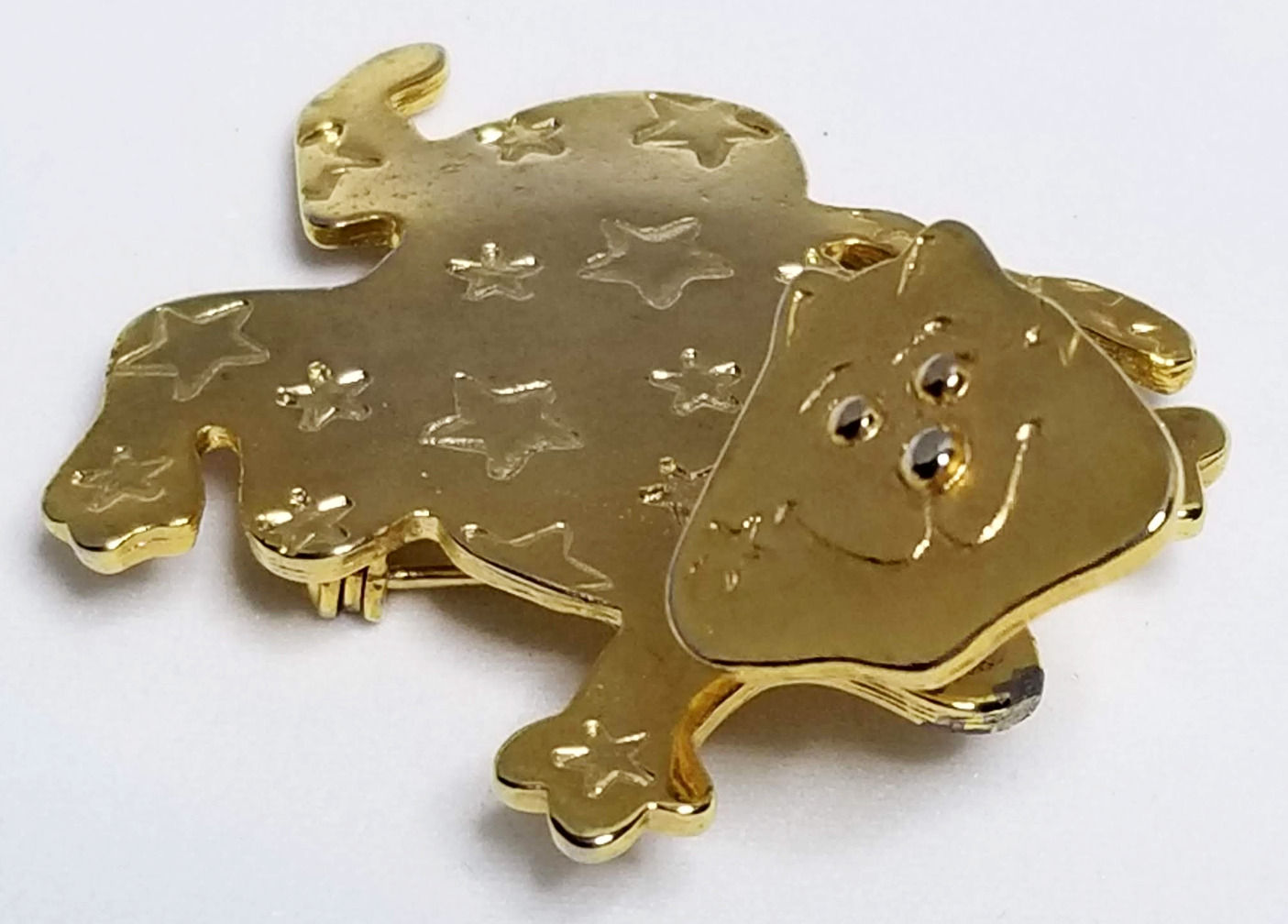 Designer by JC. brooch, cat motif, moving head, gold tone pot metal.