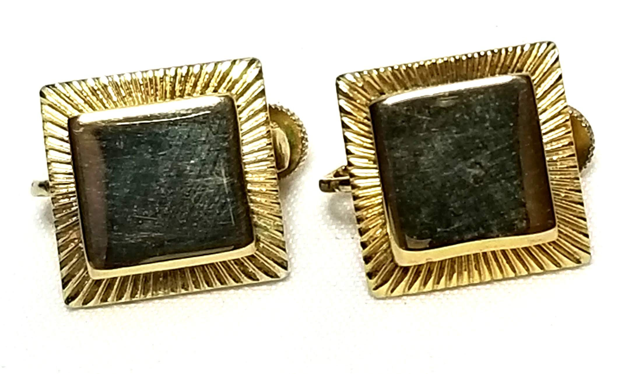 Designer by Coro, earrings, clip on gold tone squares.