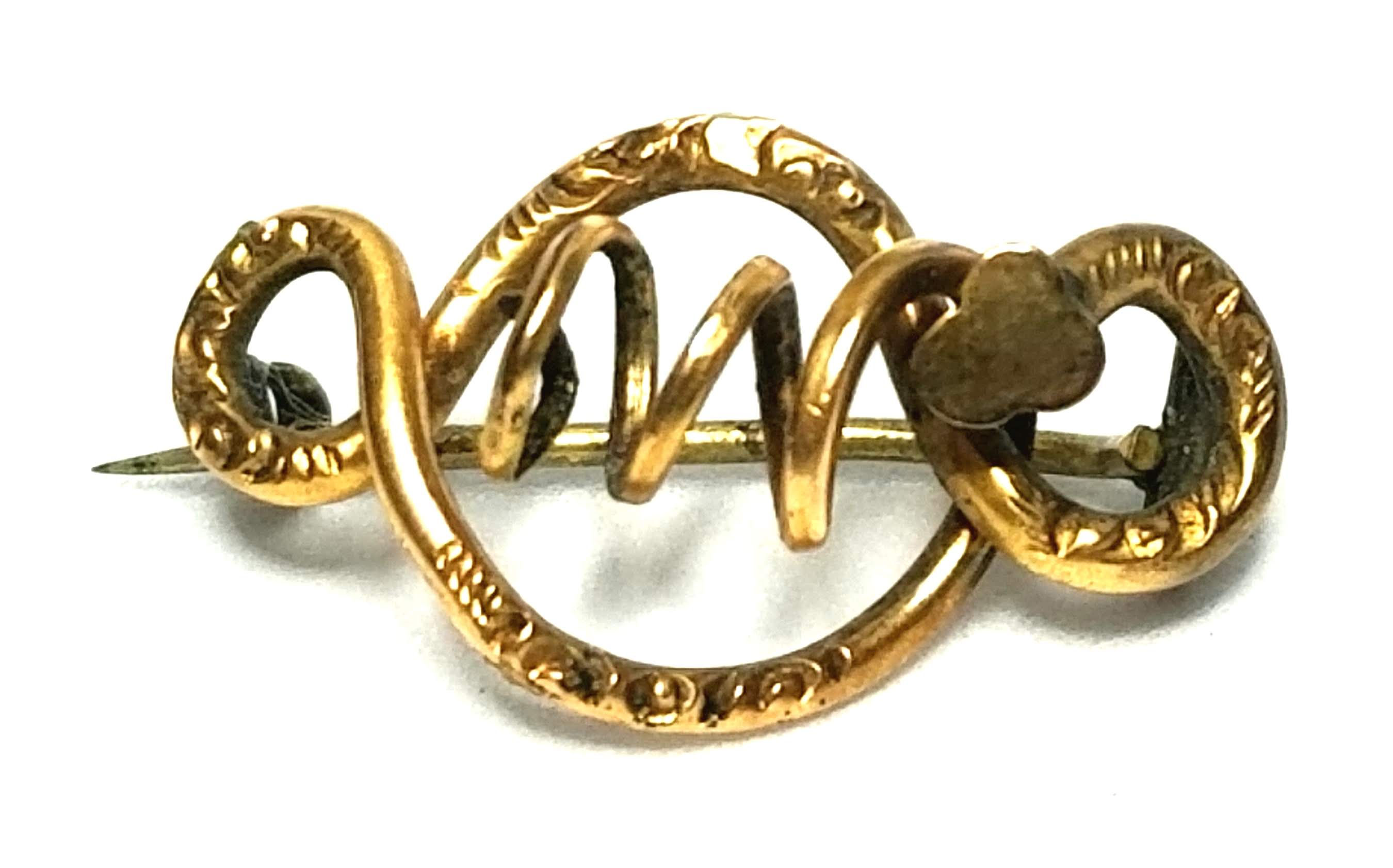 Designer by provenance, pin, twisted metal motif, gold tone, 1 x 1/2 inch.