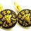 Thumbnail: Designer by provenance, cuff links, flower motif, black and gold tone, 3/4 inch.