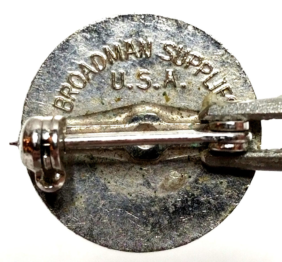 Thumbnail: Designer by Broadman Supplies, pin, blue enamel in silver tone, 1/2 inch.