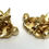Thumbnail: Designer by Trifari, earrings, clip on, leaf motif with faux pearls in gold tone