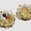 Thumbnail: Designer by Lisner, earrings, clip on iridescent faceted beads