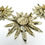 Thumbnail: Designer by Sarah Cov, set, brooch and earrings, clip on flower motif, gold tone