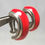 Thumbnail: Designer marked P.E.I.  Red and silver tone enameled clip on earrings