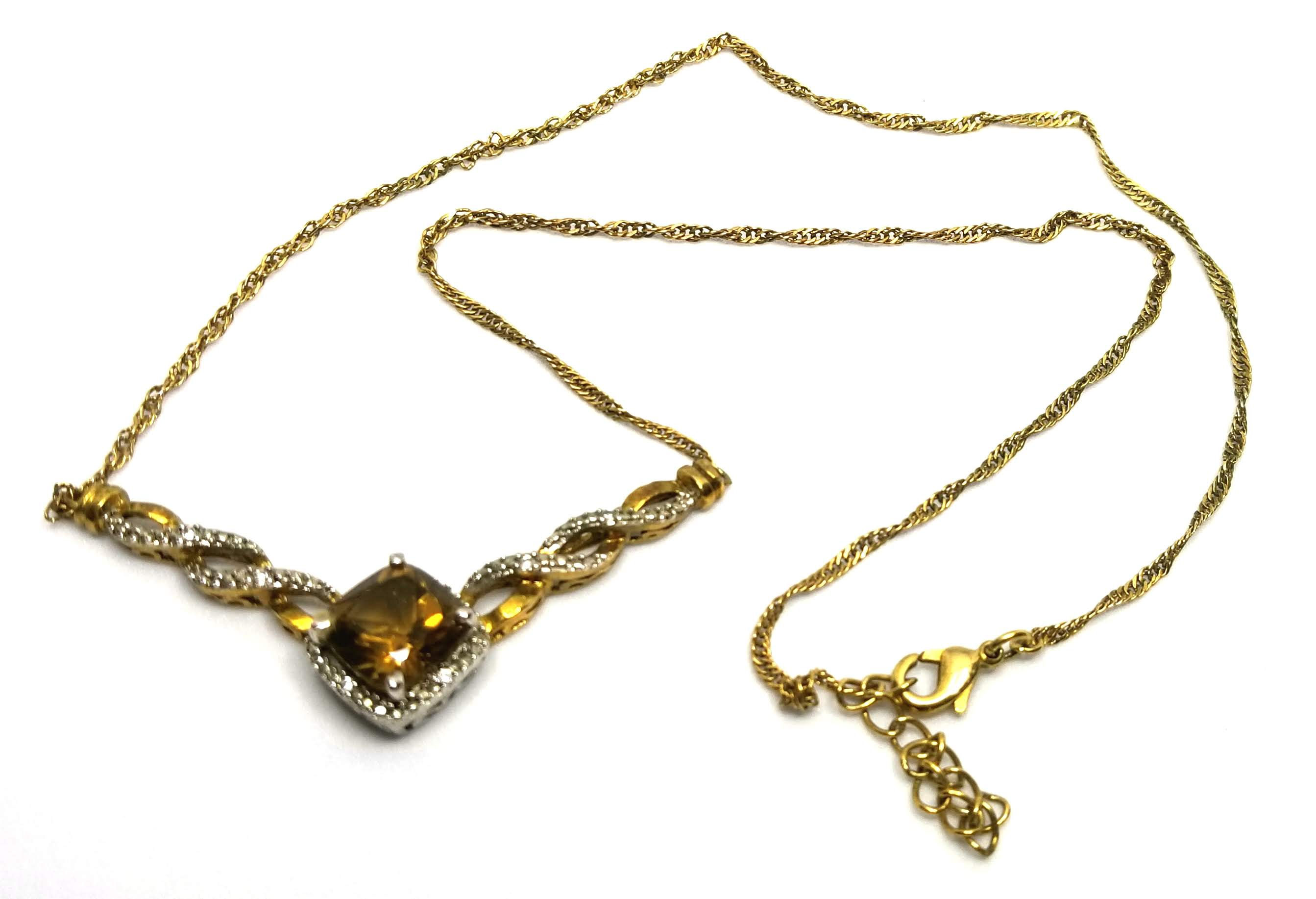 Designer by provenance, neck wear, necklace, brown stones in gold tone, 18 inch.