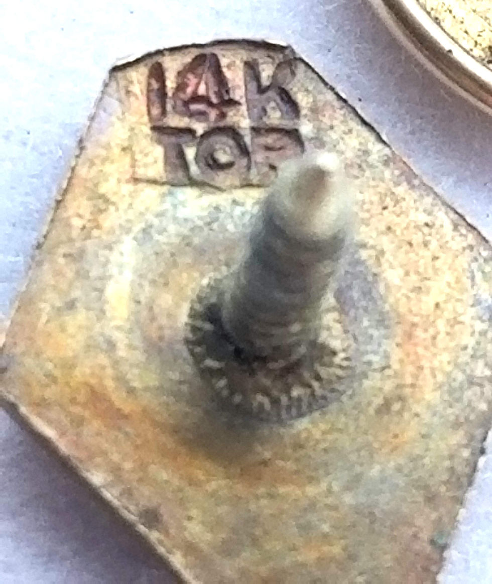 Thumbnail: Designer by CTO, pin, blue enamel in gold tone, 14K top, 3/8 inch.