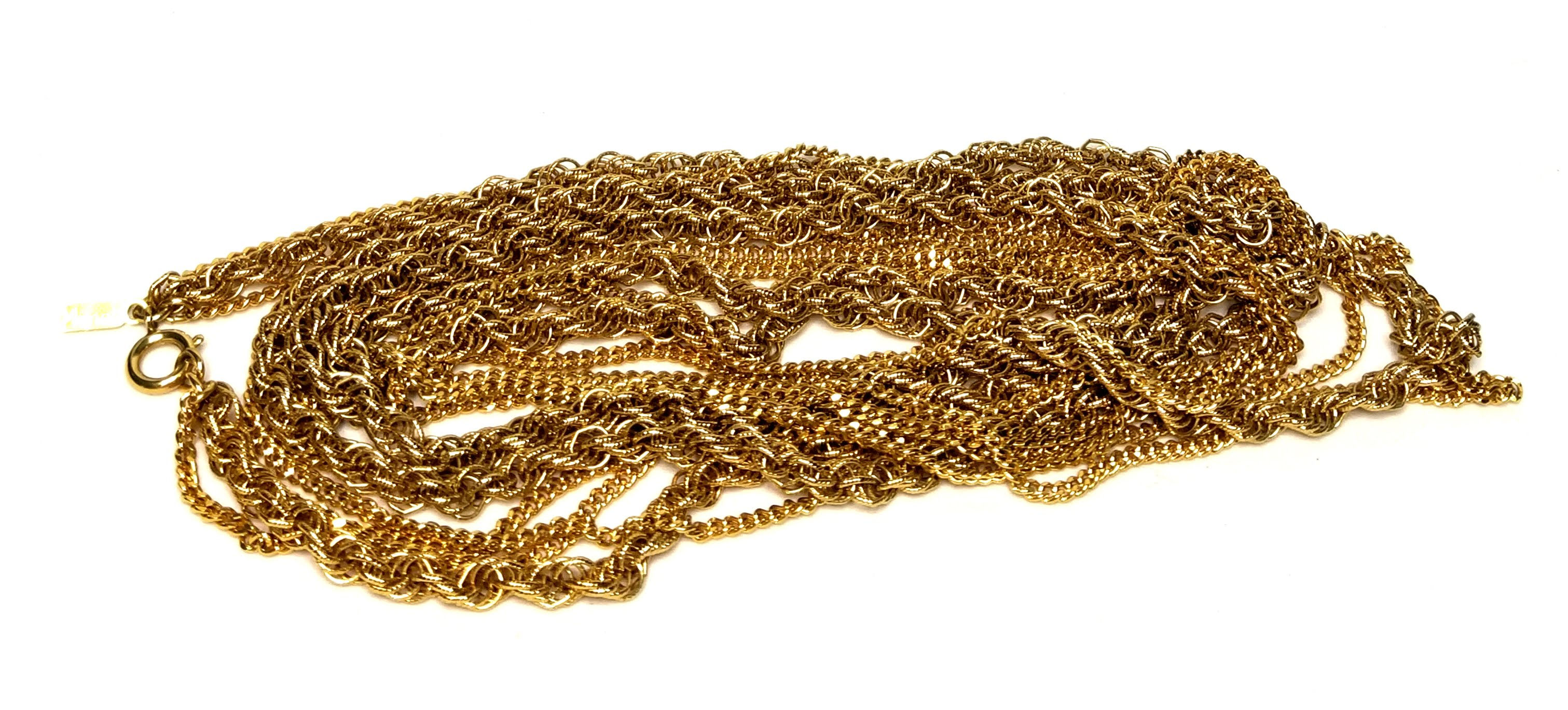 Designer by Monet, necklace, multi strand, chain links, gold tone 54 inches.