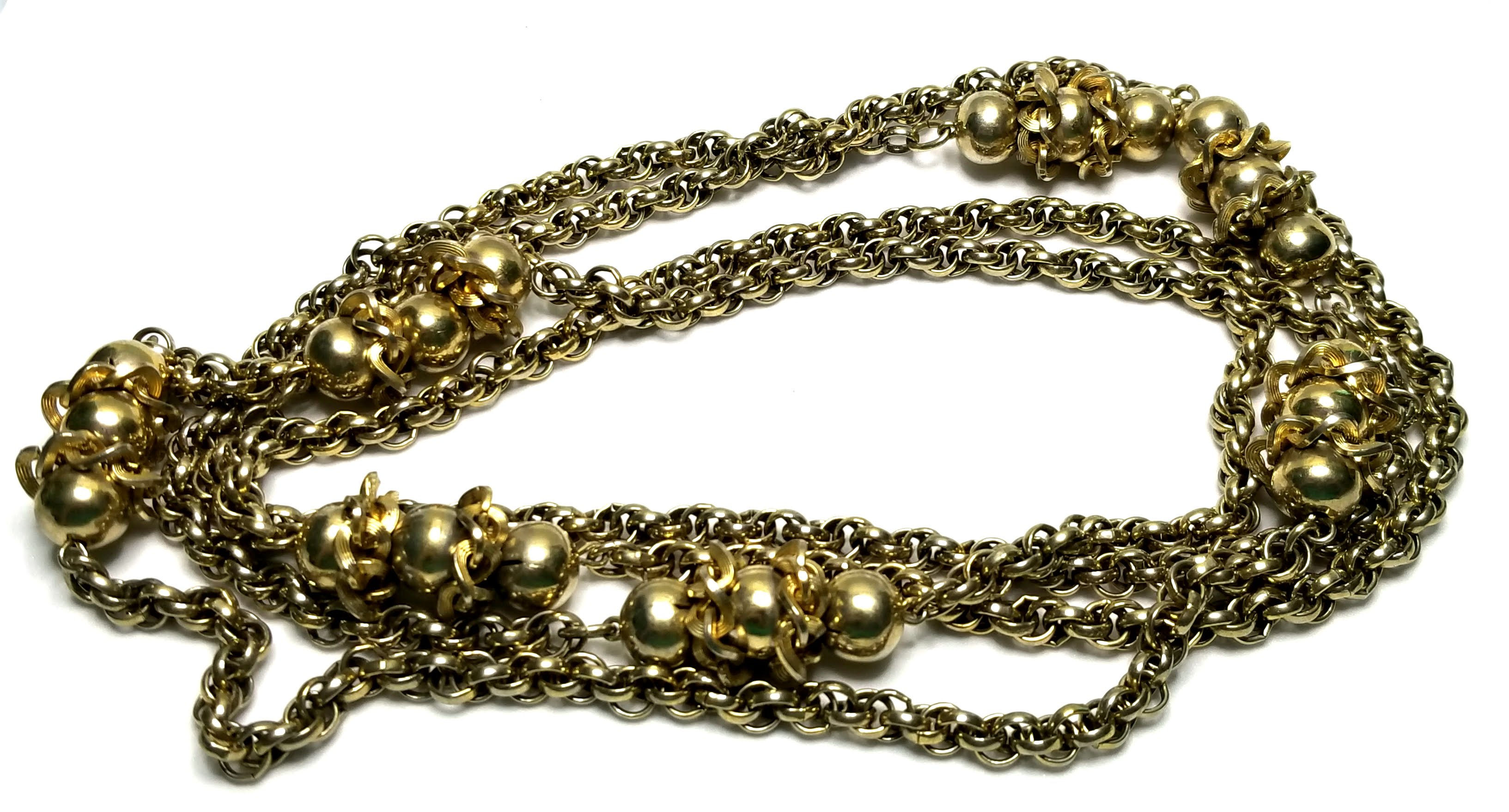 Designer by Alice, necklace, balls and chains motif, gold tone, 30 inches.