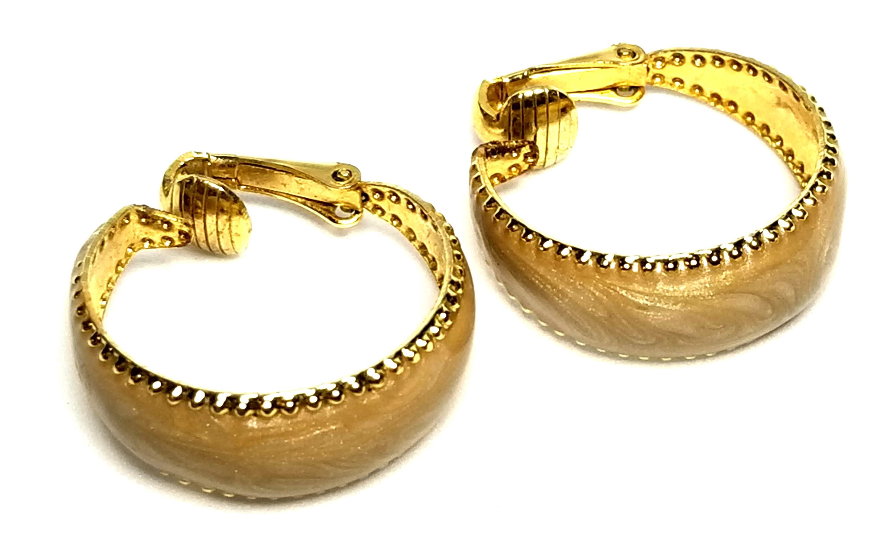 Designer by provenance, earrings, clip on, hoops, gold tone, 1 inch.