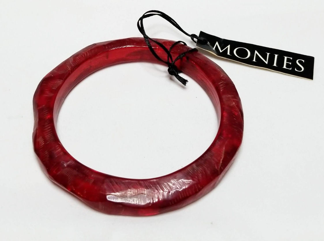Designer by Monies, bracelet, bangle, red resin.