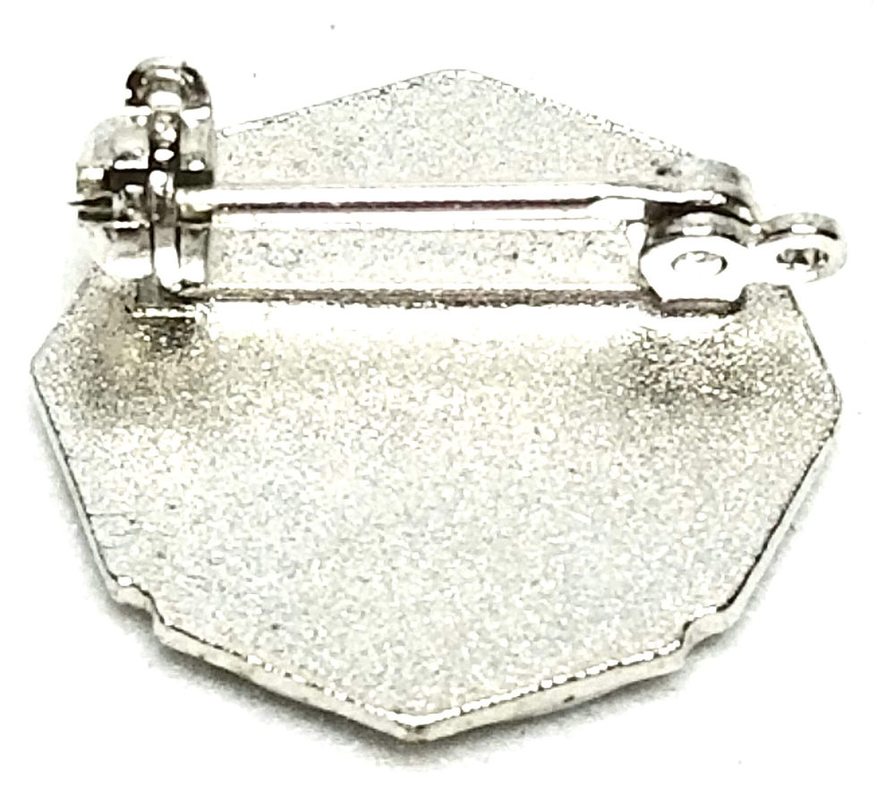 Thumbnail: Designer by provenance, pin, Amway motif, multi color in silver tone.