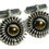Thumbnail: Designer by Swank, cuff links, flower motif, silver tone and gold tone, 5/8 inch
