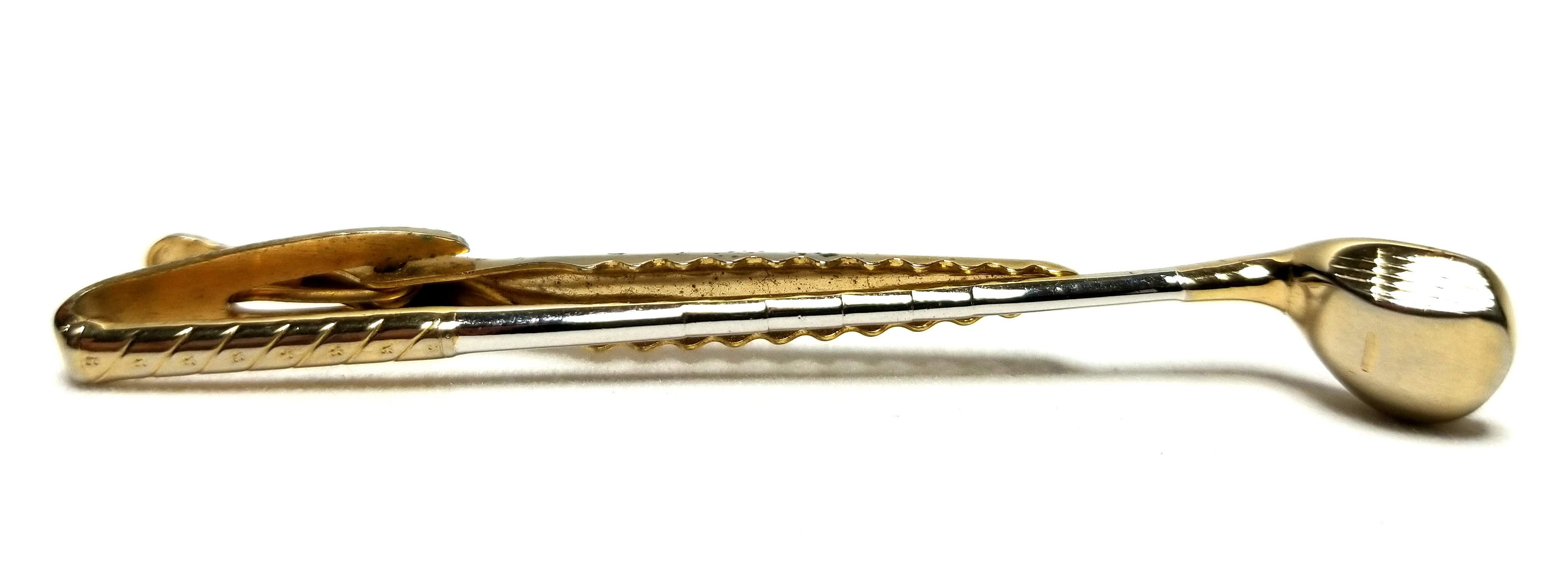 Designer by Hickok USA, tie bar, gold club motif, gold tone, 3 x 3/8 inch.