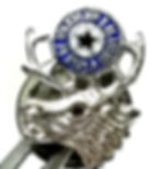 Thumbnail: Designer by D&N Mfg, pin, Elks theme, blue enamel in silver tone.