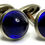 Thumbnail: Designer by provenance, cuff links, blue glass cabochons, silver tone, 5/8 inch.