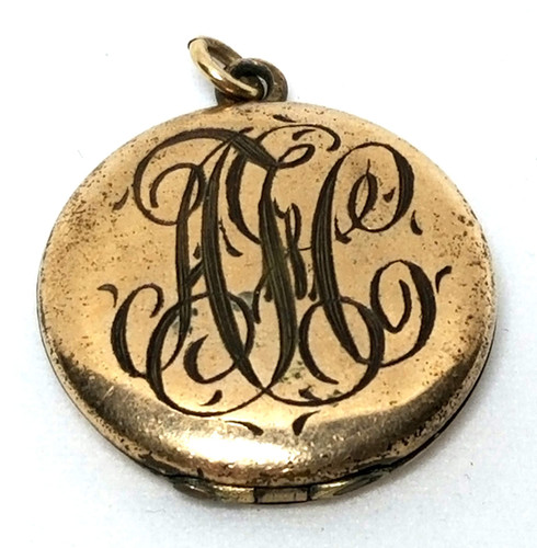 Designer by SKM pendant/locket, gold tone with initials ATC