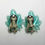 Thumbnail: Designer by provenance earrings, clip-on, sea foam green leaves with ladybugs.