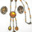 Thumbnail: Designer by Czeck, gold foil necklace and earrings set, clip on.