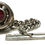 Thumbnail: Designer by Provenance, tie tack with chain, red center stone in silver tone.
