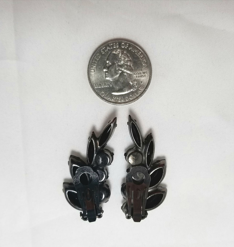 Thumbnail: Juliana Earrings, clip-on, black rhinestones