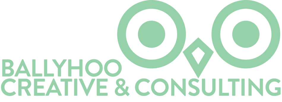 Ballyhoo Creative & Consulting logo with owl eyes icon