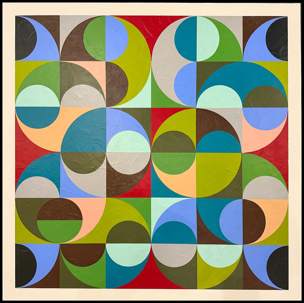 Ago "Dieci facce" 100x100 cm tecnica mista su tela 2025