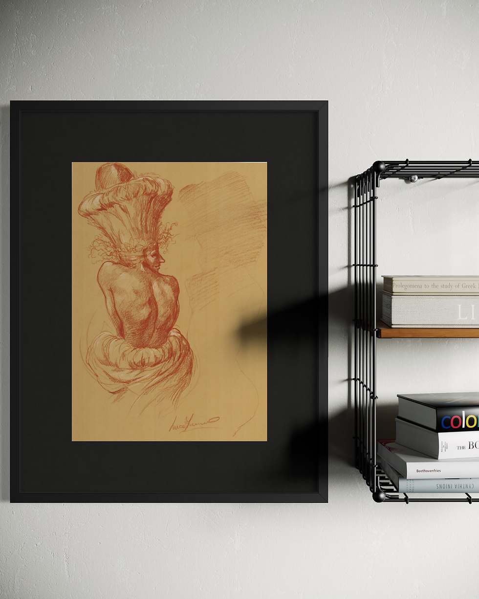 Disegno d'arte originale di Luca Ferraro N20, composizione figurativa con studi anatomici e figure fantastiche, tecnica mista