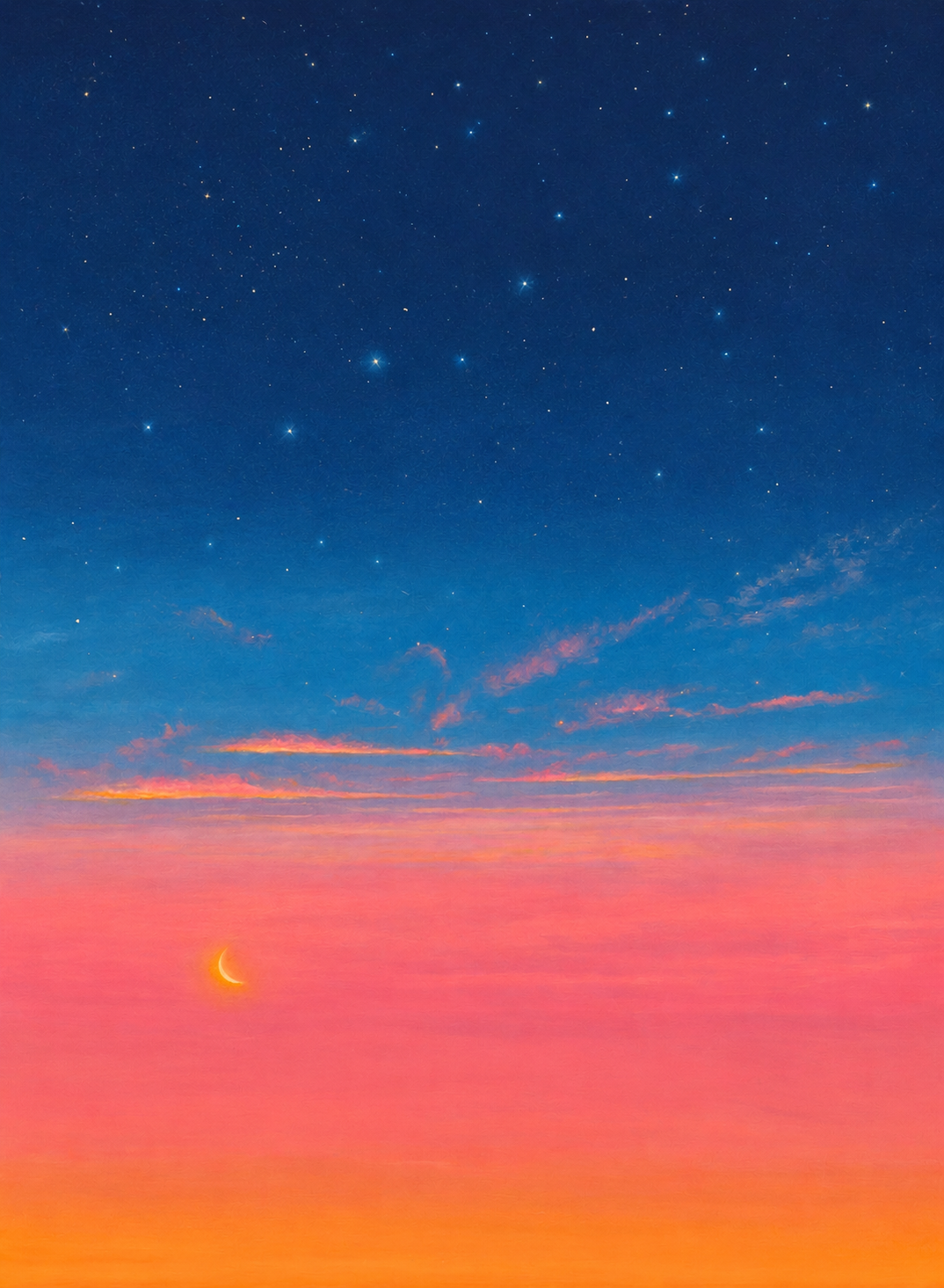 Pierdonato Taccogna Tramonto quadro con Luna e stelle olio su tela 190x140 cm del 2026