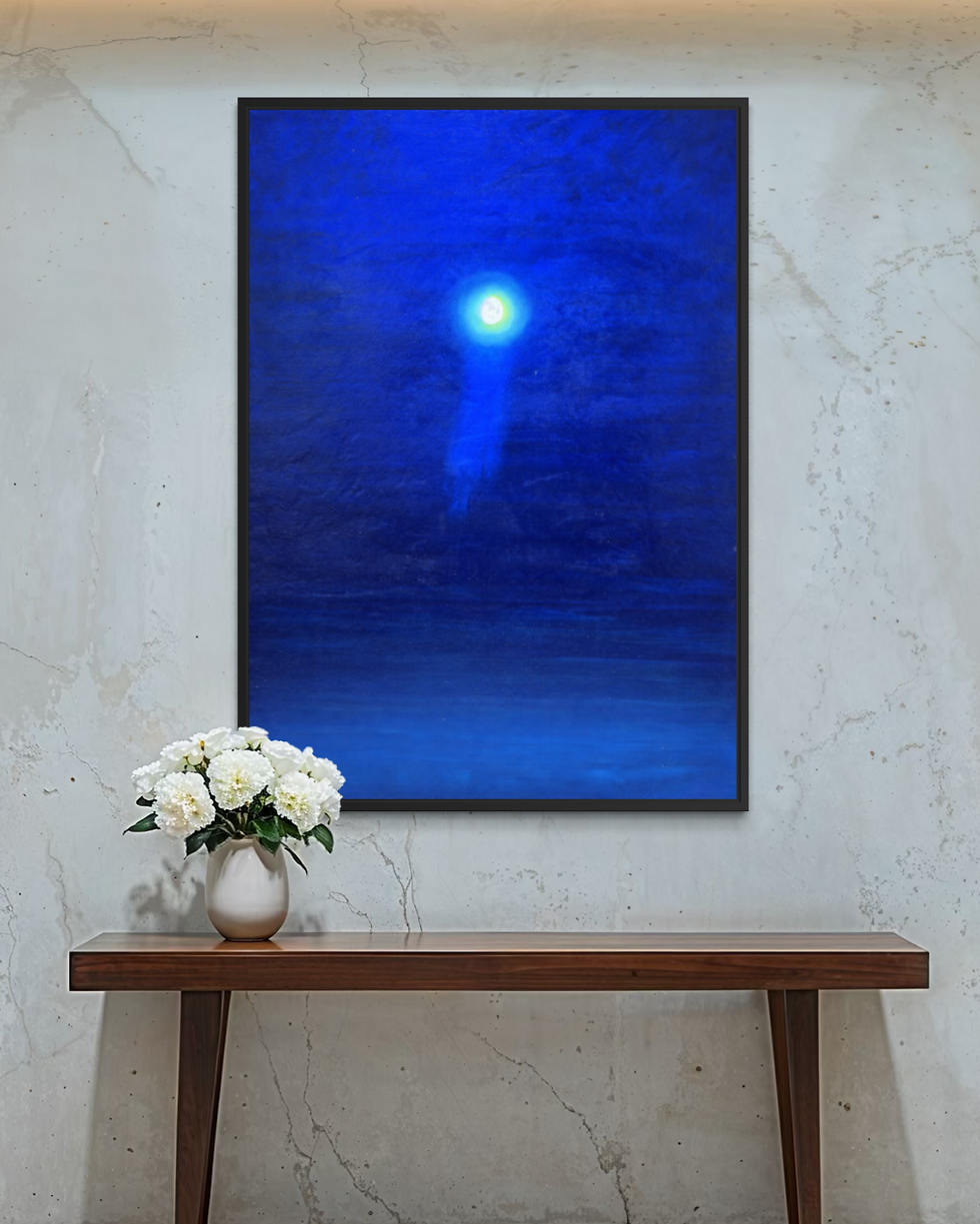 Pierdonato Taccogna Luna di Maggio quadro blu con Luna olio su tela 140x100 cm del 2026