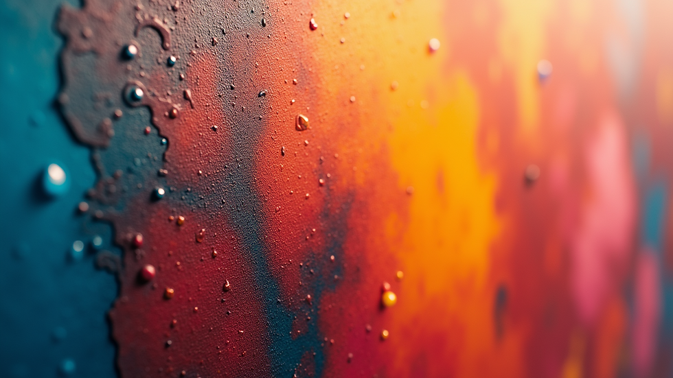 Close-up view of vibrant colors in an abstract painting