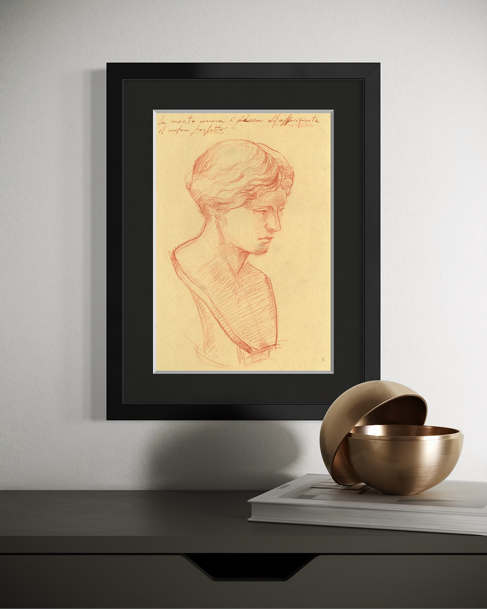 Disegno d'arte originale di Luca Ferraro N12, composizione figurativa con studi di figure e suggestioni fantastiche, tecnica