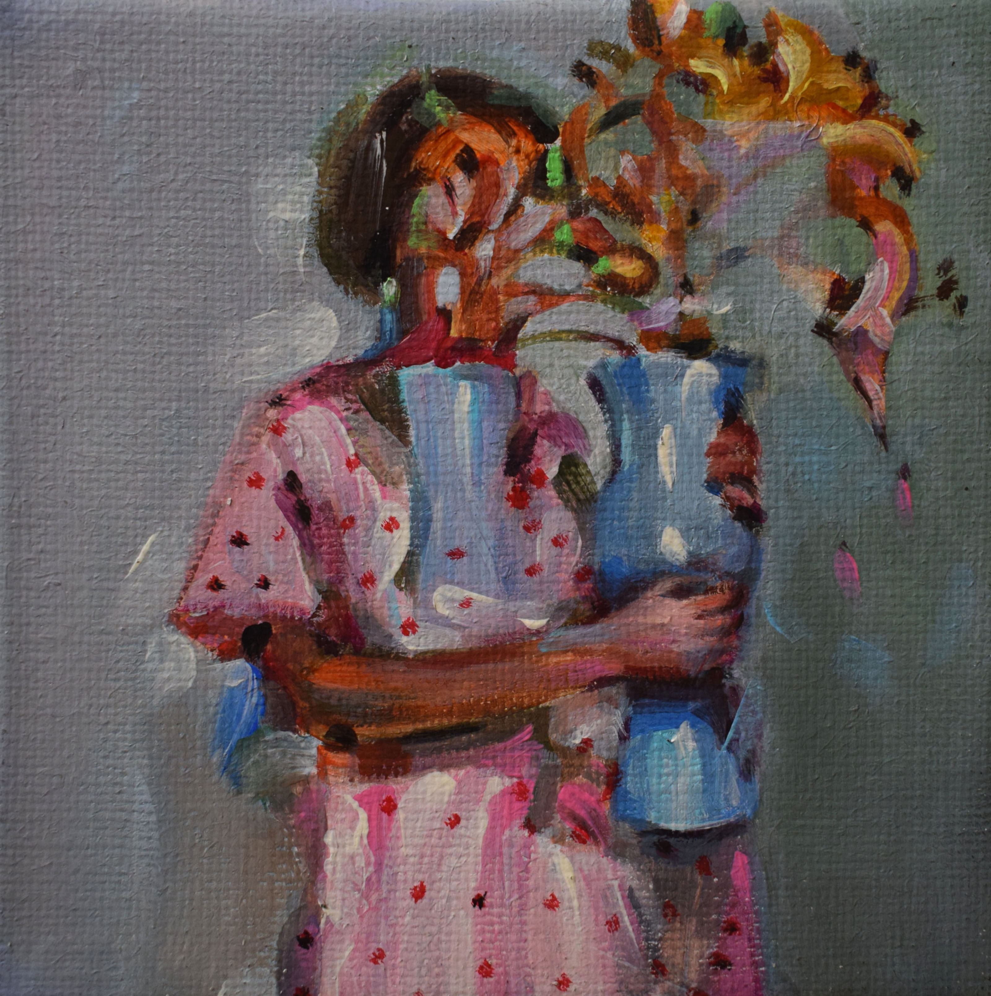 Evita Andujar "Camaleonte" 20x20 cm acrilico su tela 2025