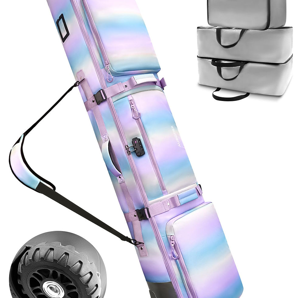 AUROTIER - 10mm Padded Skis Snowboard Bag with Wheels and TSA Combination Lock