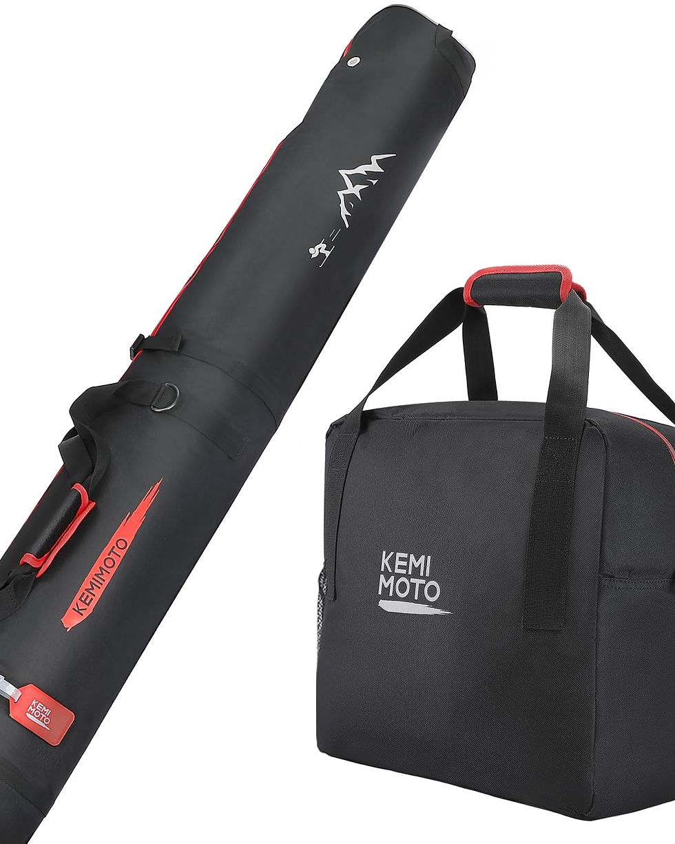 KEMIMOTO - Ski Bag and Boot Bag Combo, Snowboard Bag Padded Ski Bags for Air