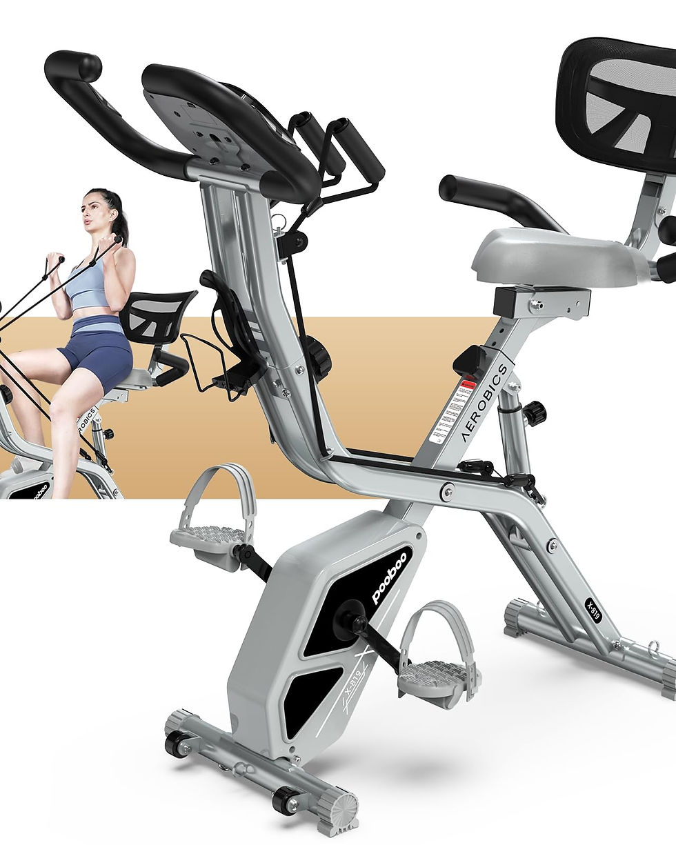 POOBOO - Folding Exercise Bike, Foldable Fitness Stationary Bike, Upright