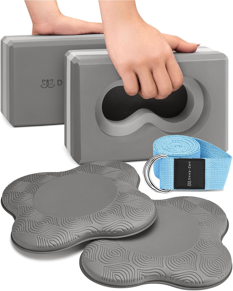 DEEP-ZEN - ® Yoga Blocks Wrist Support; Yoga Blocks 2 Pack w/Knee Pads; Yoga