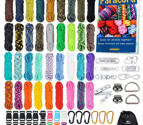 MONOBIN - Paracord, 550 Paracord Combo Kit with Instruction Book - 36 Colors