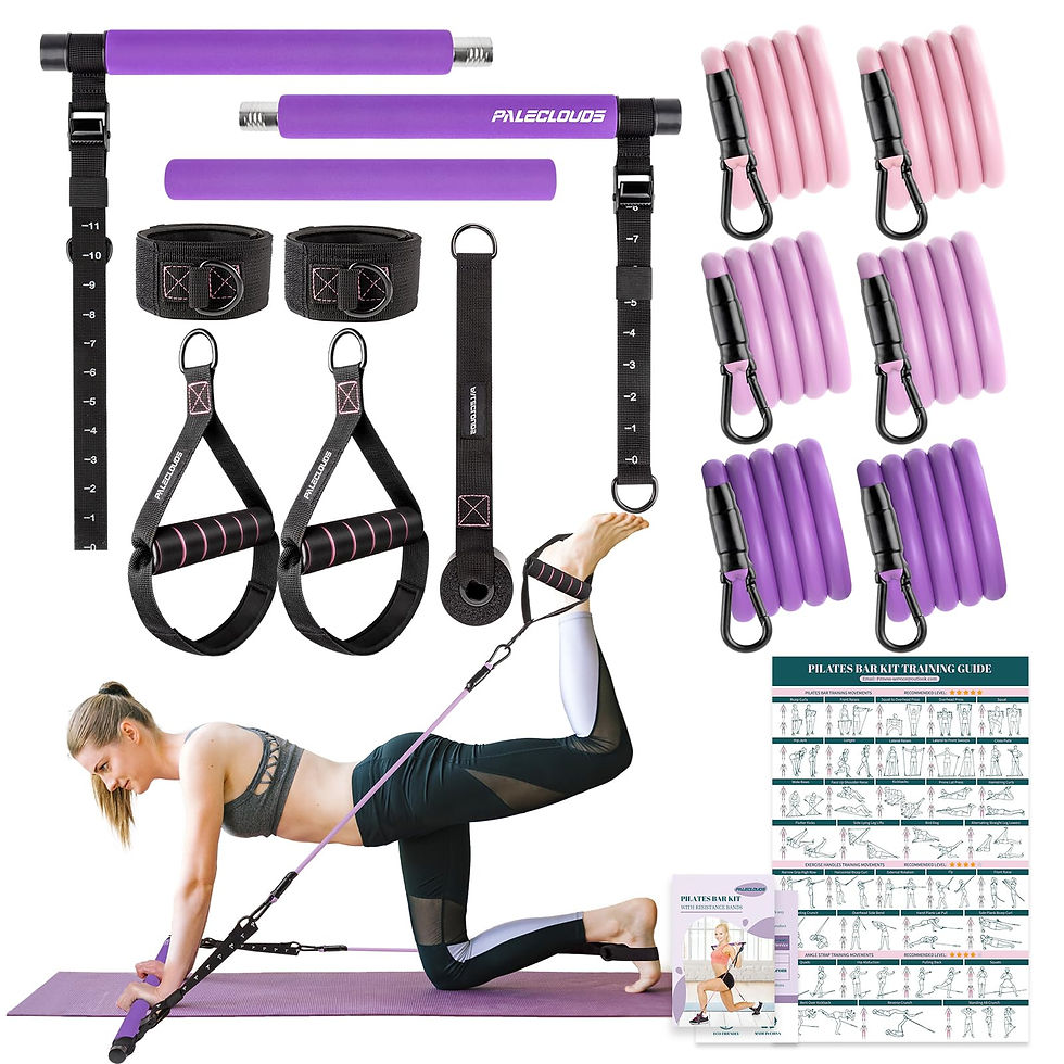 PALECLOUDS - Pilates Bar Kit with Resistance Bands, 3-Section Pilates Bar